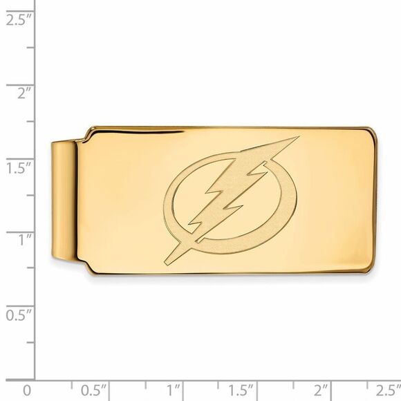 SS 14k Yellow Gold Plated NHL Tampa Bay Lightning Money Clip - Picture 2 of 3